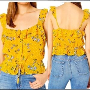 Astr yellow flower summer tank top